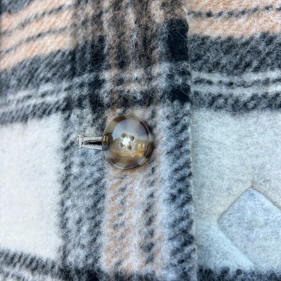 Guidebook Co. Fitzroy Cape Plaid Tartan Long Wool Coat Medium Double Breasted - Picture 10 of 13